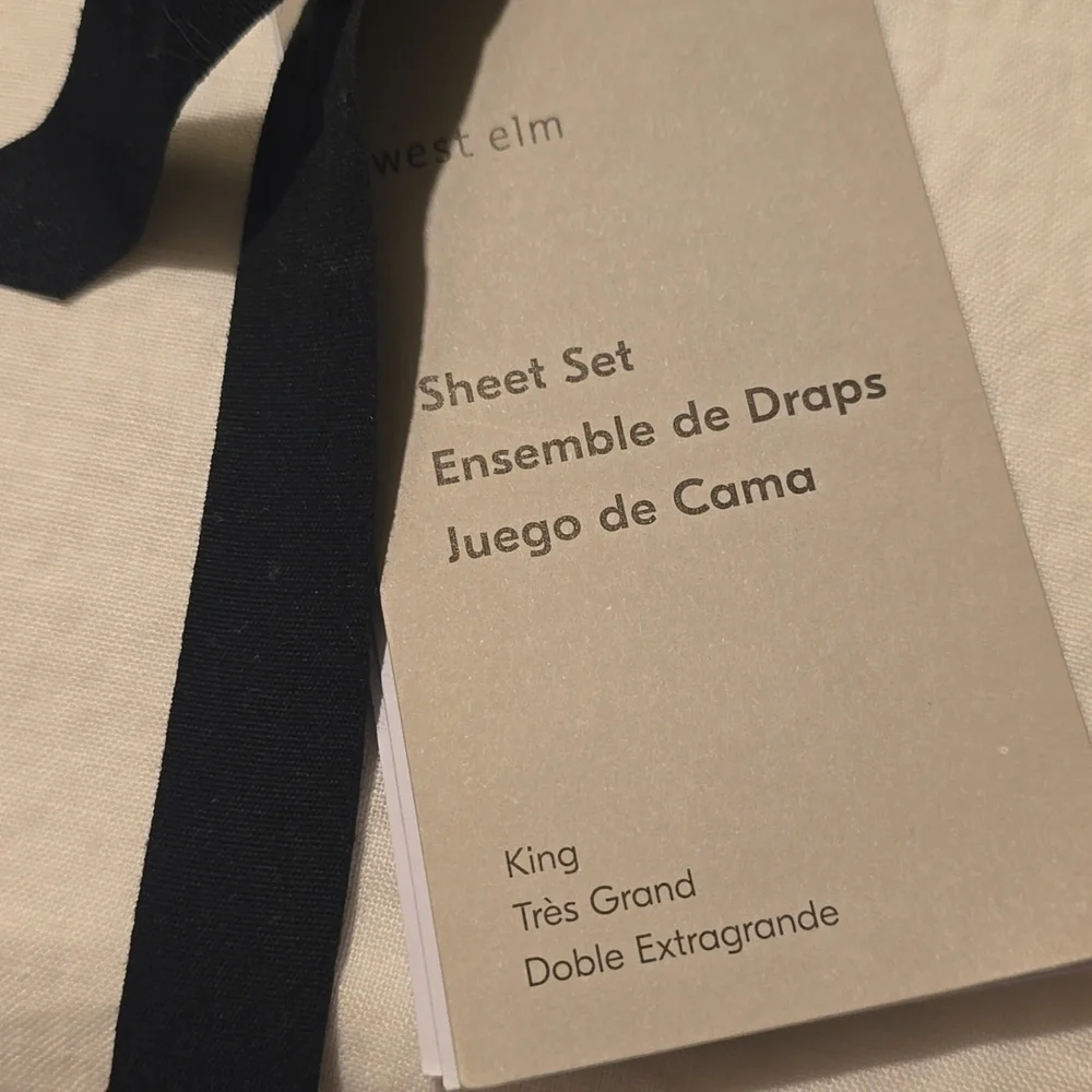 ❤️BUY 2 GET 1 FREE West Elm European Flax Linen Sheet Set White, King